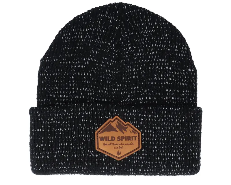 bwild spiritb mountain shape patch brownreflective black beanie