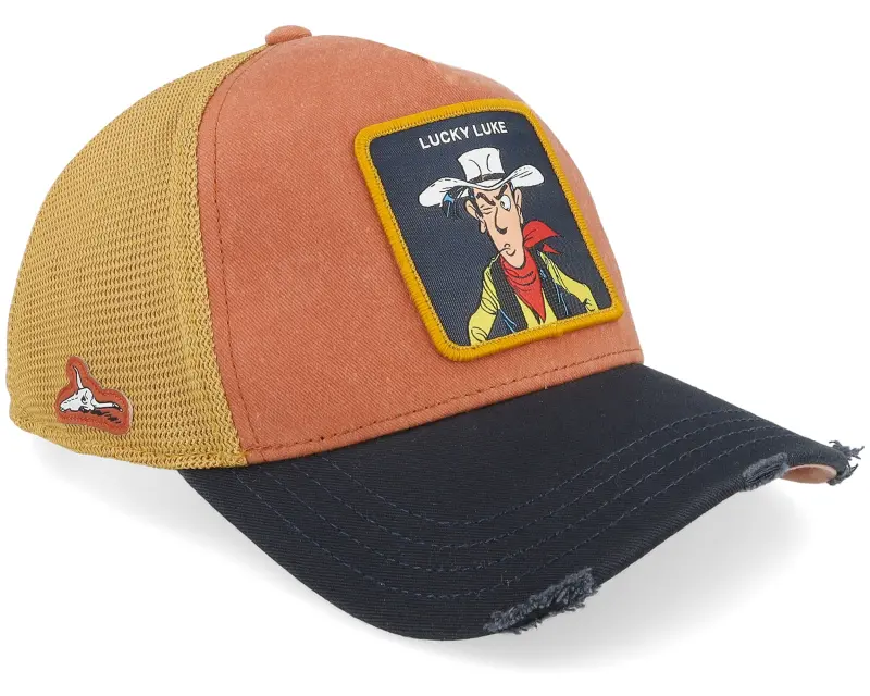 bcapslabb lucky luke orangebrown a-frame trucker